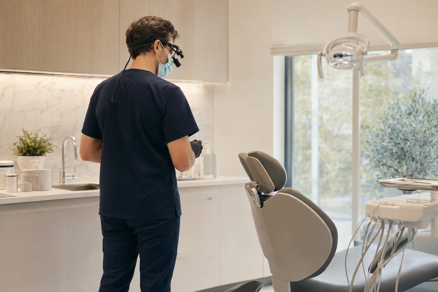 Profissional em ambiente odontológico em imagem ilustrativa.
